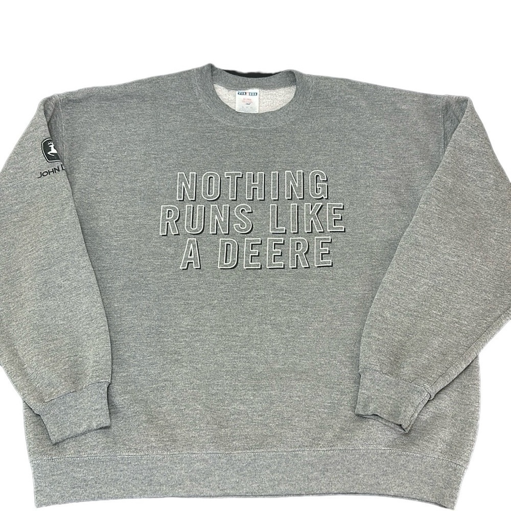 Jerzees NuBlend Gray John Deere Nothing‎ Runs Like a Deere Sweatshirt Graphic XL